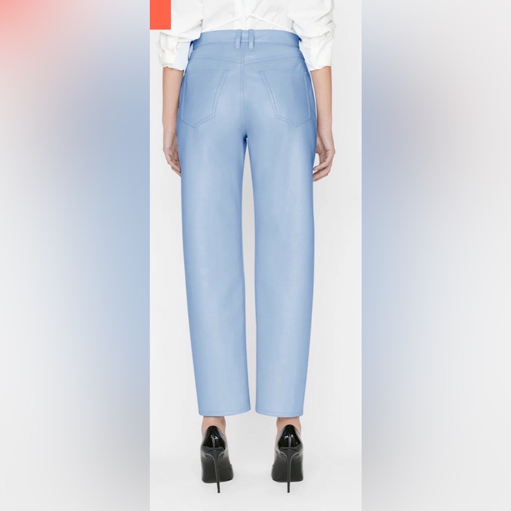 FRAME faux leather Le High N Tight straight-leg pants. Baby blue. Sz 31. NWT - Picture 3 of 15